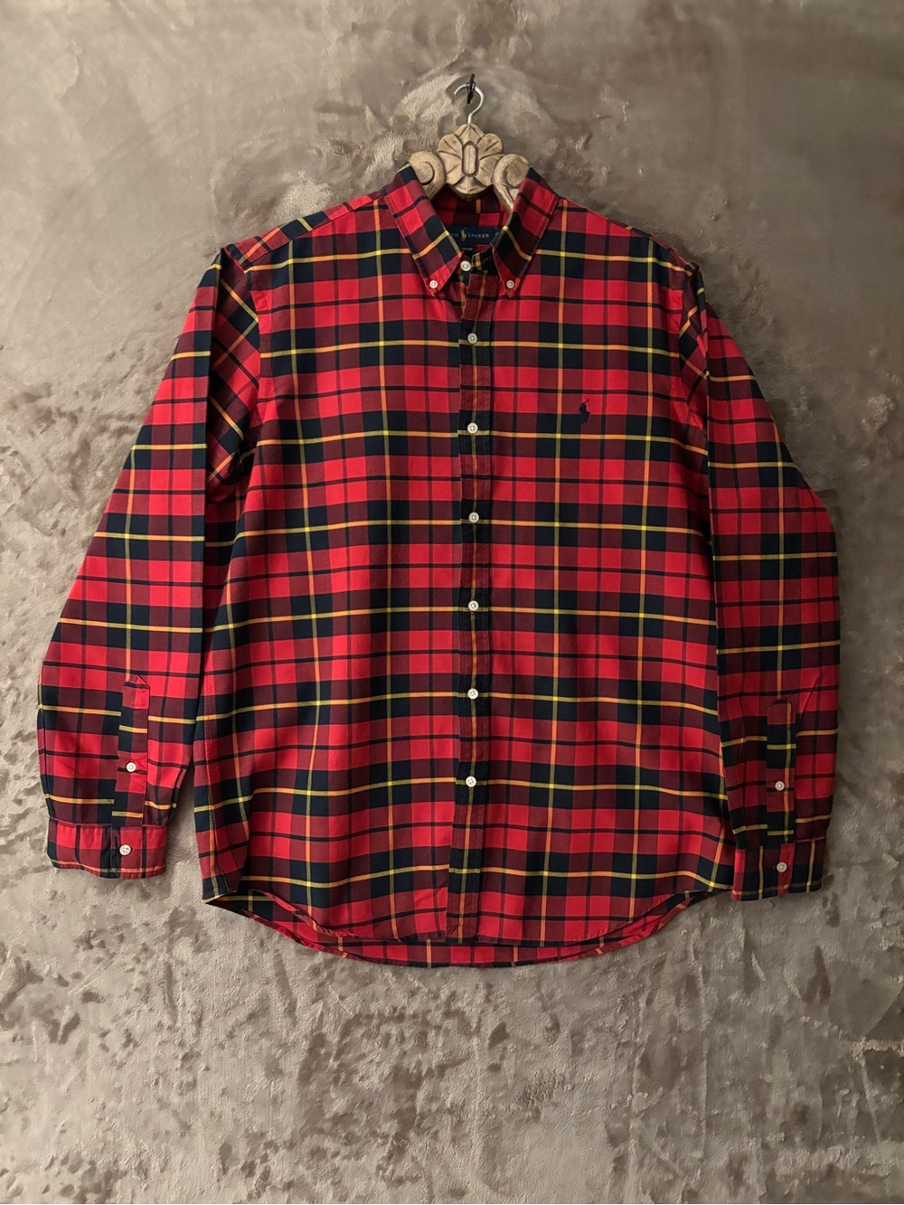 Ralph Lauren Men’s Red and Blue Plaid Button-Down Shirt Size XL